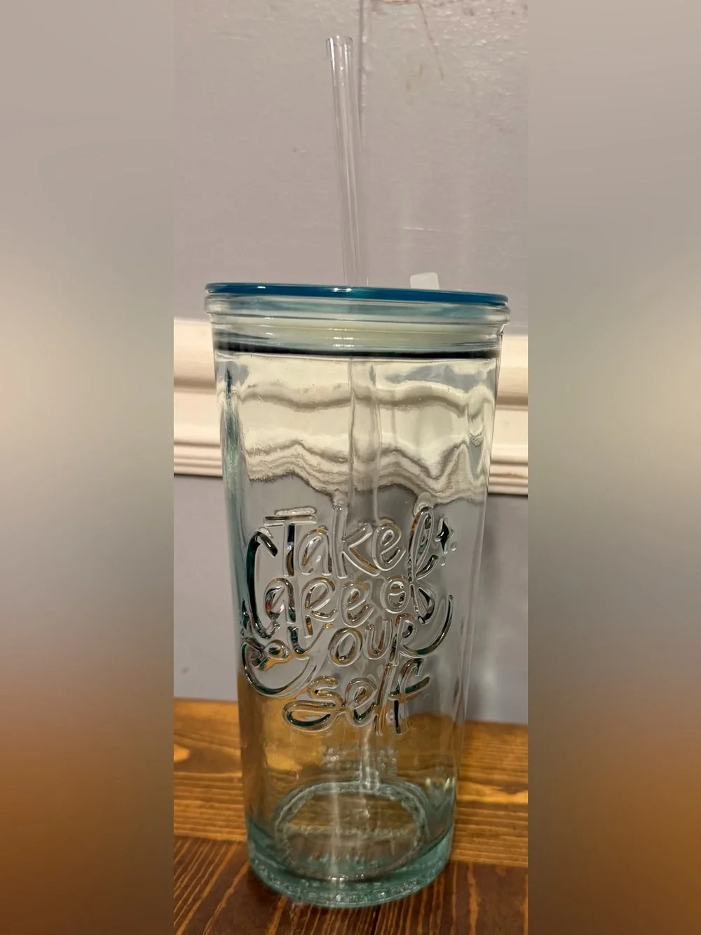 Tabitha Brown “Take Care of Yourself” Glass Tumbler with Lid & Straw